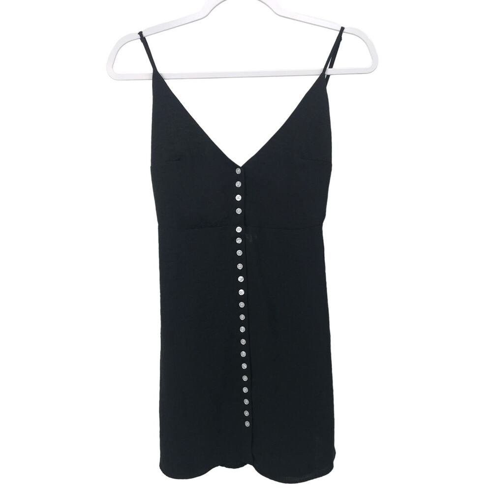 Urban Outfitters Black Sleeveless Racerback Button Detail Mini Dress Size XS